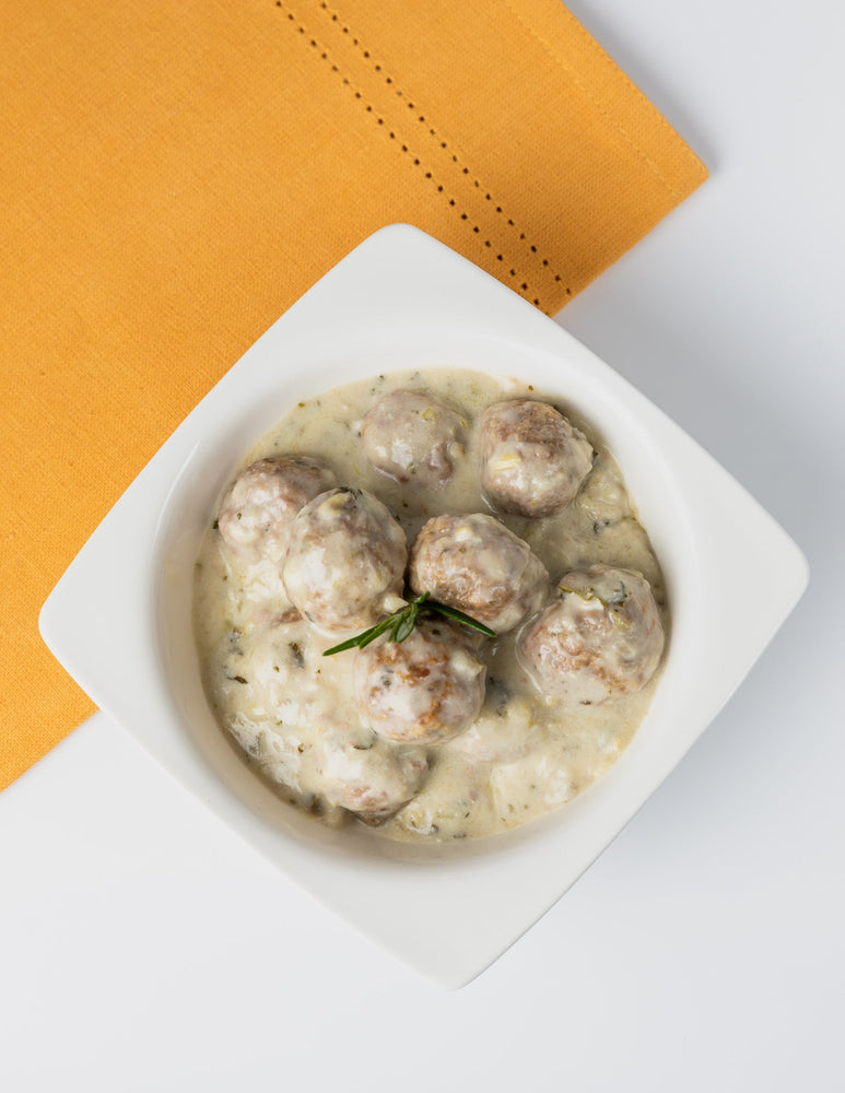 
                  
                    Load image into Gallery viewer, Pork Meatballs with Gorgonzola sauce (Albondigas de cerdo en salsa de queso azul)
                  
                